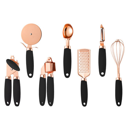 Stainless Steel Kitchen Utensils Set with Elegant Cutlery Rack | 7-Piece Cooking Tools for Stylish & Efficient Meal Prep