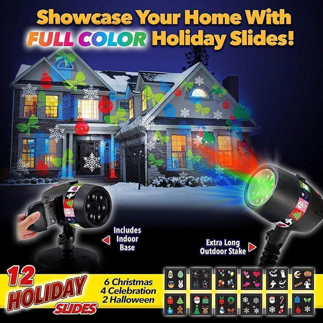 Christmas Projector Lights, Halloween Projector Lights with 12 Slides, Holiday Light Projector for Home Decoration