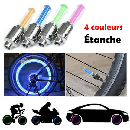 Tire Valve Caps with LED Light, Motion Activated Bike Wheel Lights, Valve Cap Light for Car and Motorcycle, 2 Pack