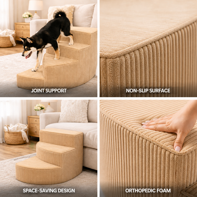 Dog Bed Steps, Foam Dog Stairs for Bed and Couch, Non Slip Dog Steps for Small and Senior Dogs_01