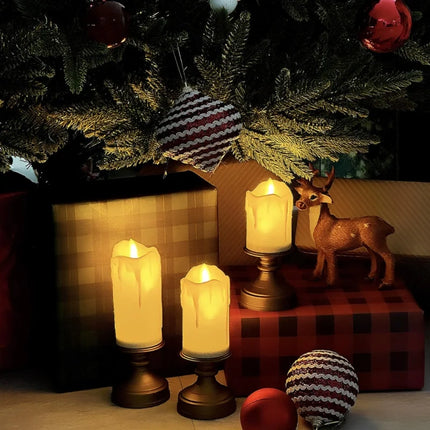 Flameless Block Candles with Realistic LED Lights | Safe, Elegant Ambiance for Home Décor and Special Occasions