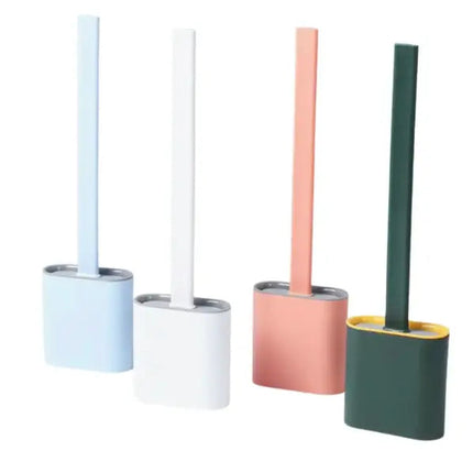 Silicone Toilet Brush and Holder, Toilet Bowl Brush for Deep Cleaning, Flexible Toilet Scrubber with Ventilated Holder