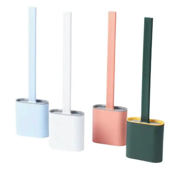 Silicone Toilet Brush and Holder, Toilet Bowl Brush for Deep Cleaning, Flexible Toilet Scrubber with Ventilated Holder