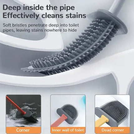 Silicone Toilet Brush and Holder, Flexible Toilet Scrubber with Ventilated Holder – image 9