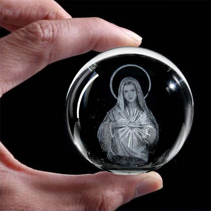Jesus Glowing Crystal Ball with LED Wooden Base – image 11