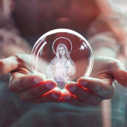 Jesus Glowing Crystal Ball with LED Wooden Base, Christian Gifts – image 12