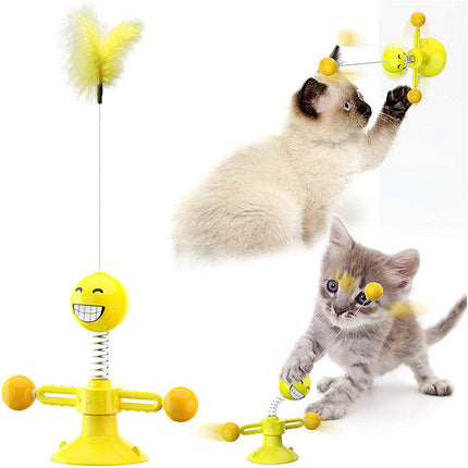 Interactive Cat Toys, Spring Cat Toy with Suction Cup and Rotating Balls