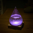 Weather Glow Display with Color-Changing Crystals | Captivating Temperature Indicator in Glass and Wood