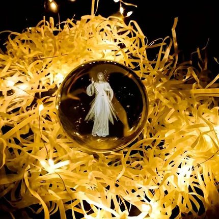 Jesus Glowing Crystal Ball with LED Wooden Base, Housewarming Gift – image 14