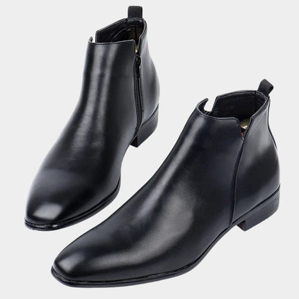 Mens Chelsea Boots, Leather Dress Boots for Men, Leather Ankle Boots with Elastic Side Panels
