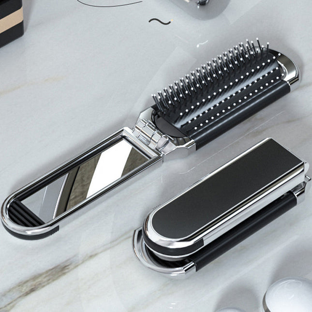 Hair Brush with Mirror, Foldable Travel Hair Brush, Soft Bristle Hair Brush for Travel Essentials