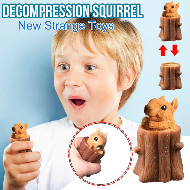 Stress Relief Toys, Brown Squirrel Desk Pen Holder, Stress Toys for Adults and Kids, Cute Animal Toy, Desk Accessories