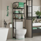 Over the Toilet Storage Shelf, 3 Tier Bathroom Shelf Over Toilet with Towel Bar, Freestanding Bathroom Organizer