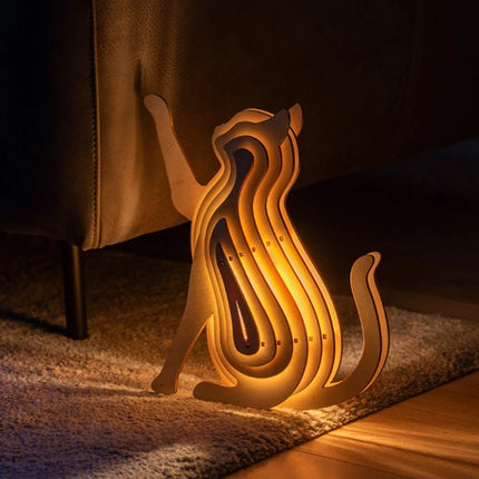 Wooden Animal Light with DIY Puzzle Assembly & Sensor Control | Unique Decorative Nightlight for Home Decor
