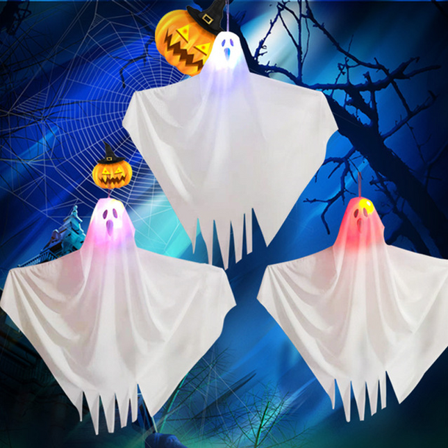 Halloween Ghost Decoration, Halloween Decorations Outdoor, Halloween Party Decor with 3 Light Up Hanging Ghosts