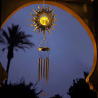 Solar Wind Chime with Luminous Crackled Glass Sphere | Automatic Dusk Sensor for Enchanting Outdoor Ambiance