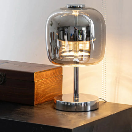Modern Table Lamp with Dimmable Lighting and USB Power | Premium Iron and Glass Design for Ambient Atmosphere