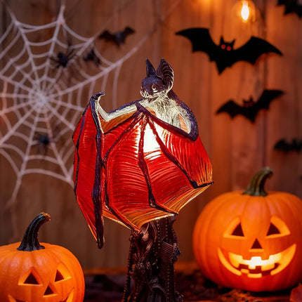 Gothic Bat Lamp with Crimson Wings | Eerie Accent Light for Halloween Decor and Ambience