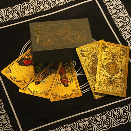 Tarot Card Deck with Guide Book, 78 Gold Foil Tarot Cards with Major Arcana, Fortune Telling Cards, Spiritual Gifts