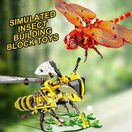 Building Blocks for Adults and Kids, 3D Puzzle Insect Model Kit, Bee and Dragonfly Building Block Toys, STEM Toys