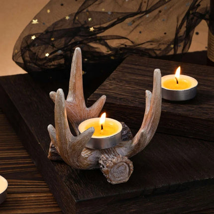 Antler Candle Holder in Smooth Resin with Graceful Design | Serene Glow for Reflection and Meditation