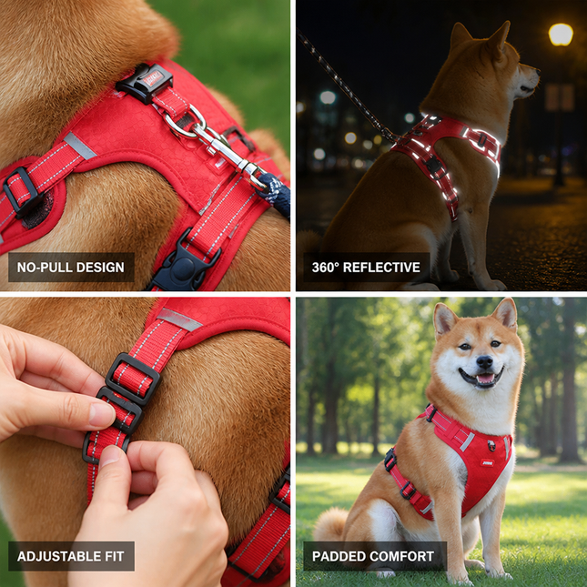 No Pull Dog Vest, Padded Dog Harness Vest with 360 Reflective Strips