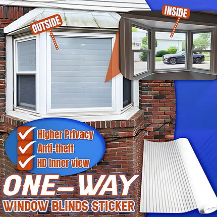 One Way Privacy Window Film, Decorative Window Film with Blinds Pattern, UV Blocking Window Tint Film for Home