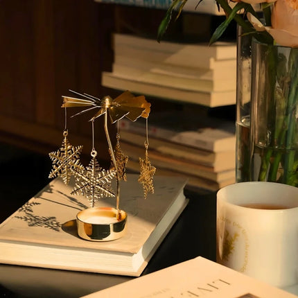 Candle Carousel with Spinning Ornaments for Ambient Light | Elegant Home Décor Accent for Cozy Evenings