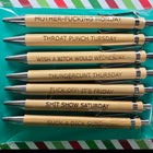 Black Pens Set of 7, Funny Pens with Sassy Sayings, Gag Gifts for Office, Coworker Gifts, Funny Gifts for Coworkers