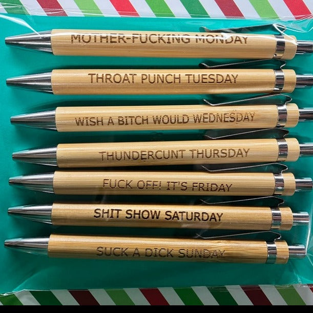 Black Pens Set of 7, Funny Pens with Sassy Sayings, Gag Gifts for Office, Coworker Gifts, Funny Gifts for Coworkers