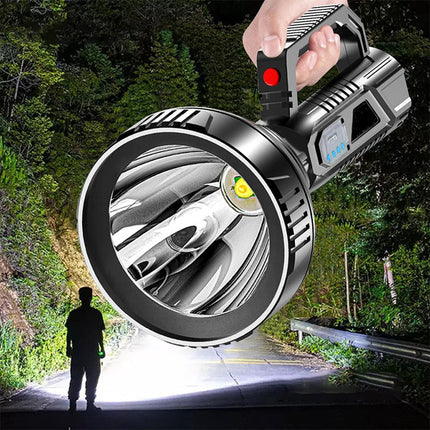 Rechargeable Flashlight, Handheld Spotlight Torch Light, LED Flashlight with USB Output, Camping Light for Emergency