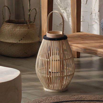 Bamboo Lantern with Handwoven Design for Soft Ambient Lighting | Portable and Cordless Home Decor Accent