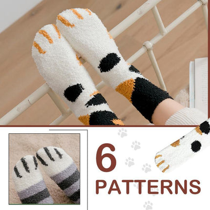 Fuzzy Socks with Cat Paw Design, Funny Socks for Cat Lovers