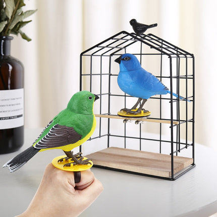 Robotic Bird, Voice Activated Singing Bird with Moving Head and Mouth, Realistic Decorative Birds for Home and Office