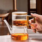 Glass Teapot 25 oz, Borosilicate Glass Teapot with Wooden Handle, Magnetic Tea Pot with Infuser for Tea Lovers