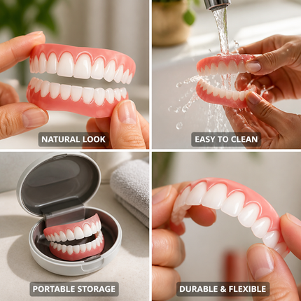 Removable Dental Veneers for Upper and Lower Teeth, Cosmetic Teeth Veneers Set