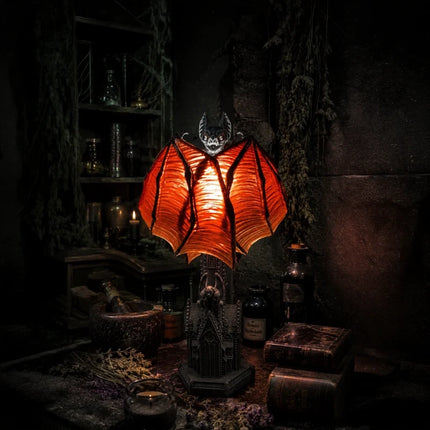 Gothic Table Lamp with Bat Wings, Resin Goth Decor – image 9