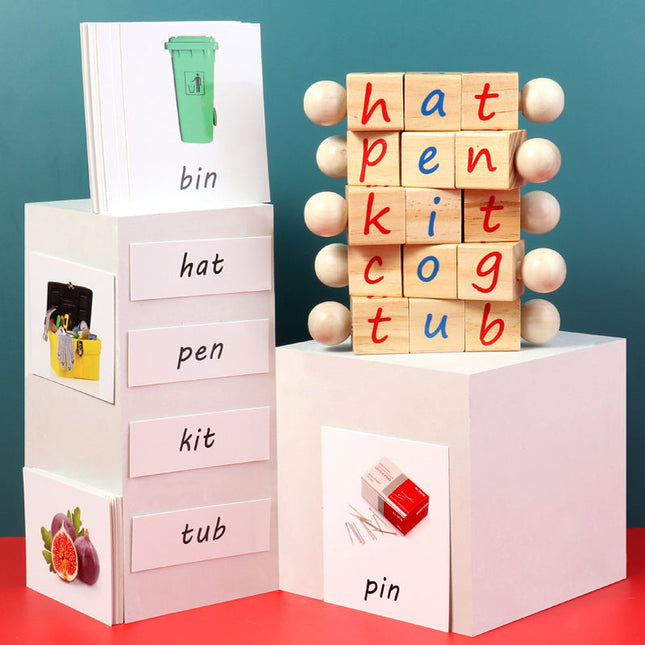 Alphabet Building Blocks, Wooden Blocks with Letters, ABC Blocks for Spelling and Reading, Preschool Learning Toys