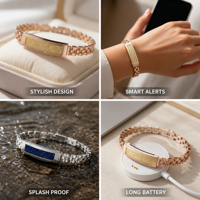 Screenless Fitness Tracker, Stainless Steel Bracelet with Step Counter and Sleep Tracker, Pedometer with Calorie Counter_01