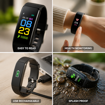 Smart Watch for Seniors, Fitness Tracker with Heart Rate and Blood Pressure