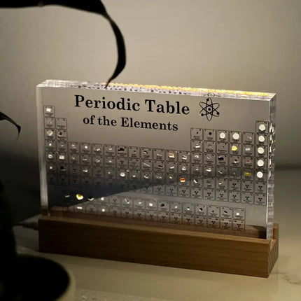 Real Elements Periodic Table Display with Integrated LED Lighting | Educational Acrylic Centerpiece for Science Enthusiasts