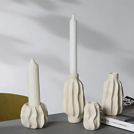 Hand-Crafted Ceramic Candle Holder with Modern Organic Design | Sculptural Accent for Taper Candles and Decor