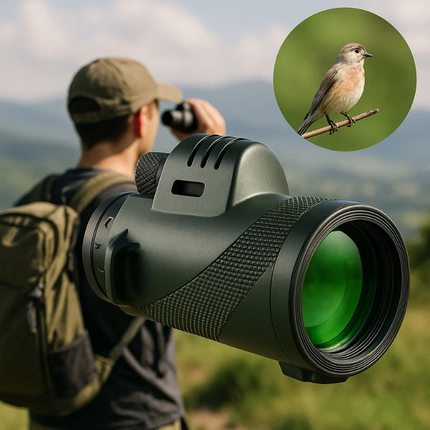 Compact Monocular for Bird Watching, Handheld Monocular Telescope with Smartphone Adapter, HD Monocular for Hiking