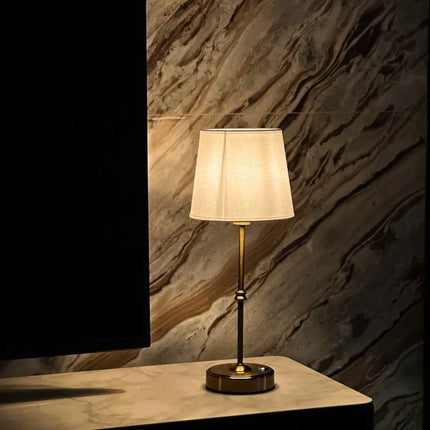 Dimmable Table Lamp with Rechargeable Design & Warm Light | Elegant Metal and Fabric for Cozy Ambiance