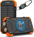 Portable Power Bank Solar Charger, Camping Solar Power Bank with Carabiner, Solar Phone Charger for Emergency