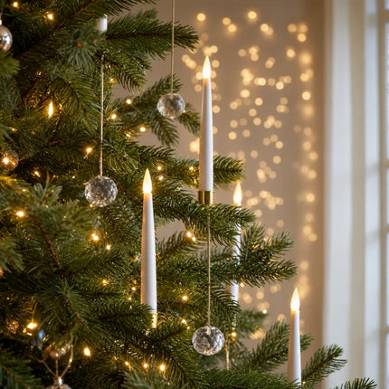 Christmas Tree Candles with Remote, Flameless Candles with Ornaments, Christmas Decorations, Christmas Tree Decor
