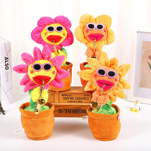 Sunflower Plush Toy with Saxophone, Funny Plush Toy Singing and Dancing with 60 Songs