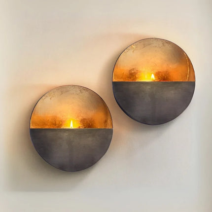 Eclipse Wall Candle Holder with Sculptural Design | Handcrafted Iron Decor for Luxurious Ambient Lighting