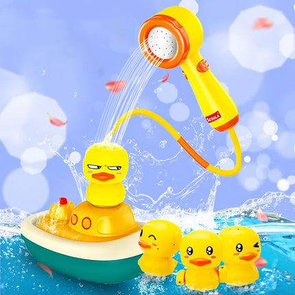 Baby Toys for Bath Time, Bathtub Toys with 3 Water Spray Ducks and Boat, Infant Bath Toy, Toddler Toys, Baby Gifts