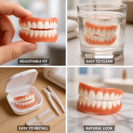 Snap On Veneers for Upper and Lower Teeth, Temporary Teeth Covers with Tweezers